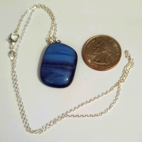 Two-tone Purple Fused Stained Glass Necklace - Picture 4 of 5